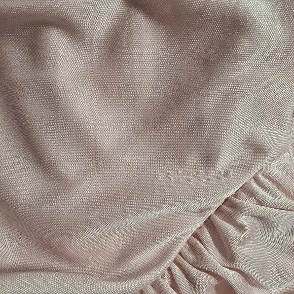 80s Vintage Prom Dress Satin Pink Lace Bodice Sleeveless Ruched Union Made Small - Picture 16 of 16